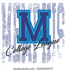 Vintage typography college varsity Memphis college league slogan print for graphic tee t shirt or sweatshirt - Vector