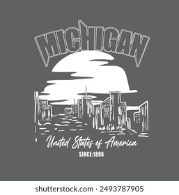 Vintage typography college varsity Michigan slogan print for graphic tee t shirt or sweatshirt - Vector