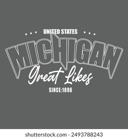 Vintage typography college varsity Michigan slogan print for graphic tee t shirt or sweatshirt - Vector