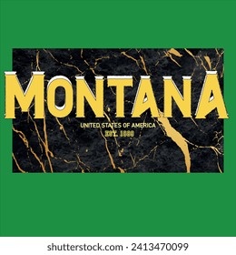 Vintage typography college varsity Montana United States of America slogan print for graphic tee t shirt or sweatshirt - Vector