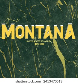 Vintage typography college varsity Montana united states of america slogan print for graphic tee t shirt or sweatshirt - Vector