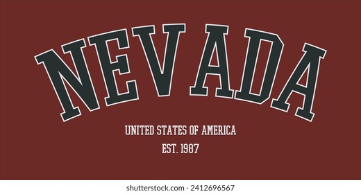 Vintage typography college varsity Nevada united states of america slogan print for graphic tee t shirt or sweatshirt - Vector