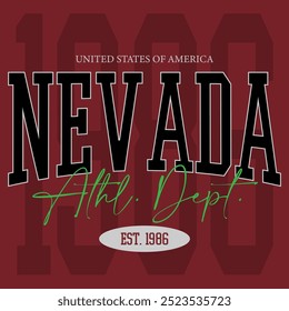 Vintage Typografie College Varietät Nevada Athl. Abt. Slogan Print für grafisches T-Shirt oder Sweatshirt - Vector