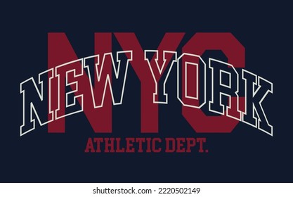 Vintage typography college varsity New York City state slogan print for graphic tee t shirt or sweatshirt - Vector - Shutterstock ID 2220502149