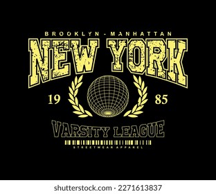 Vintage Typografie College Vielfalt neue York Slogan-Druck mit Grunge-Effekt für grafisches T-Shirt oder Sweatshirt - Vektorgrafik