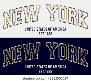 Vintage typography college varsity new york united states of america slogan print for graphic tee t shirt or sweatshirt - Vector