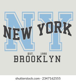 Vintage typography college varsity New York slogan print for graphic tee t shirt or sweatshirt - Vector