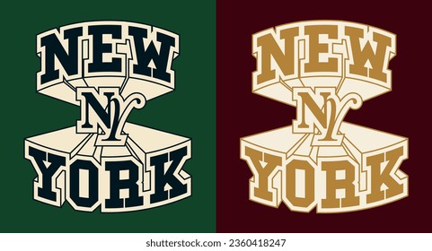 Vintage typography college varsity New York Brooklyn Athletic Department slogan print for graphic tee t shirt or sweatshirt hoodie - Vector