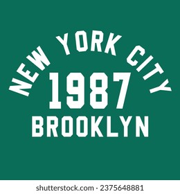 Vintage typography college varsity New York state Brooklyn city slogan print for graphic tee t shirt or sweatshirt - Vector