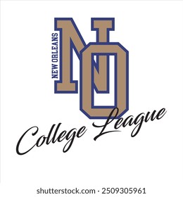 Vintage typography college varsity New Orleans college league slogan print for graphic tee t shirt or sweatshirt - Vector