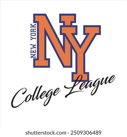 Vintage tipografia faculdade colégio colégio Nova York liga slogan imprimir para camiseta t ou moletom gráfico - Vetor