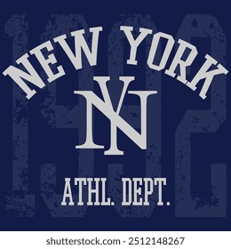 Vintage typography college varsity New York slogan print for graphic tee t shirt or sweatshirt - Vector