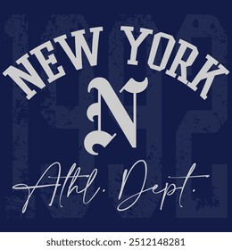 Antiguas typography college varsity Nuevo York eslogan impreso para camiseta gráfica o sudadera - Vector