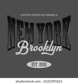 Vintage typography college varsity New York - Brooklyn slogan print for graphic tee t shirt or sweatshirt - Vector