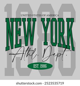 Vintage typography college varsity New york Athl. Dept. slogan print for graphic tee t shirt or sweatshirt - Vector