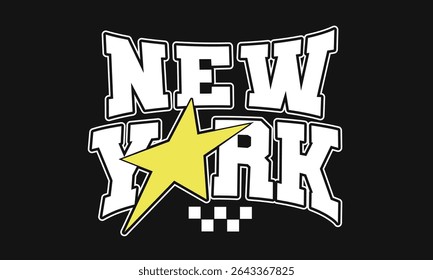 Vintage typography college varsity new york slogan print with grunge effect for graphic tee t shirt or sweatshirt - Vector