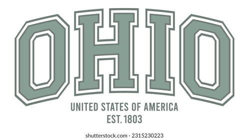 Vintage typography college varsity ohio united states of america slogan print for graphic tee t shirt or sweatshirt - Vector