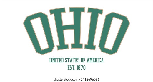 Vintage typography college varsity Ohio united states of america slogan print for graphic tee t shirt or sweatshirt - Vector