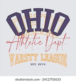 Vintage typography college varsity Ohio varsity league slogan print for graphic tee t shirt or sweatshirt - Vector