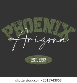 
Vintage typography college varsity Phoenix - Arizona slogan print for graphic tee t shirt or sweatshirt - Vector