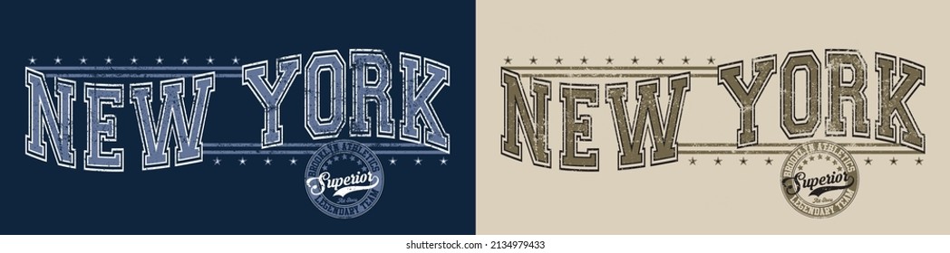 Vintage Typography College Varsity State Slogan Print With Grunge Effect For Graphic Tee T Shirt Or Sweatshirt - Vector