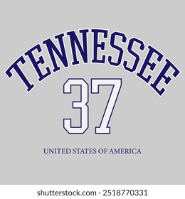 Vintage typography college varsity Tennessee slogan  print for graphic tee t shirt or sweatshirt - Vector