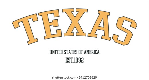 Vintage typography college varsity Texas united states of america slogan print for graphic tee t shirt or sweatshirt - Vector