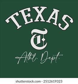 Vintage typography college varsity Texas slogan print for graphic tee t shirt or sweatshirt - Vector