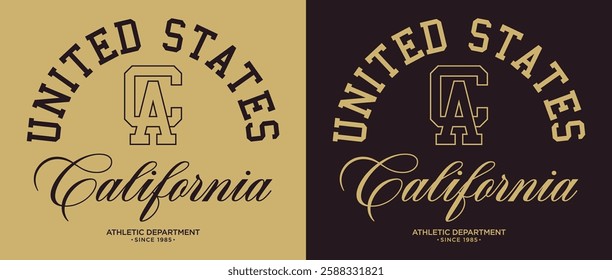 Vintage typography college varsity united states athletic department slogan print with letter embroidery for graphic tee t shirt or sweatshirt hoodie poster sticker - Vector