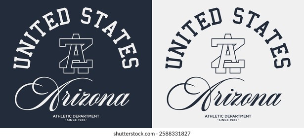 Vintage typography college varsity united states athletic department slogan print with letter embroidery for graphic tee t shirt or sweatshirt hoodie poster sticker - Vector