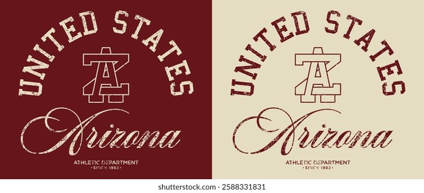 Vintage typography college varsity united states athletic department slogan print with letter embroidery for graphic tee t shirt or sweatshirt hoodie poster sticker - Vector