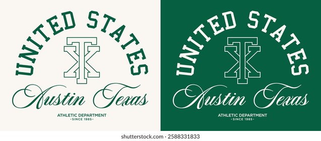 Vintage typography college varsity united states athletic department slogan print with letter embroidery for graphic tee t shirt or sweatshirt hoodie poster sticker - Vector