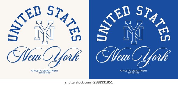 Vintage typography college varsity united states athletic department slogan print with letter embroidery for graphic tee t shirt or sweatshirt hoodie poster sticker - Vector