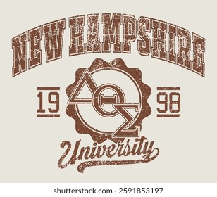 Vintage typography college varsity united states of america university retro slogan colorful print with grunge distressed texture for graphic tee t shirt or sweatshirt hoodie poster sticker - Vector
