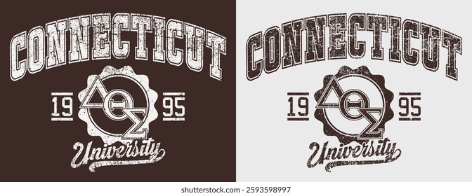 Vintage typography college varsity united states of america state university retro slogan colorful print with grunge distressed texture for graphic tee t shirt or sweatshirt hoodie poster - Vector