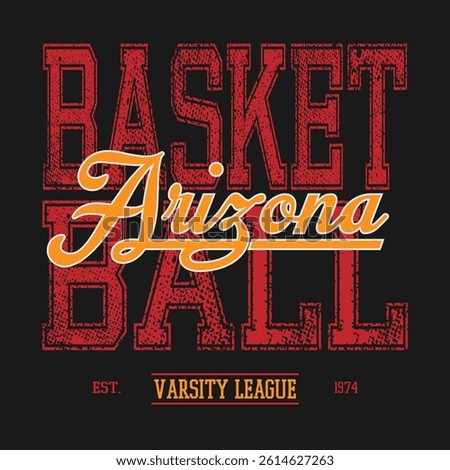 Vintage typography college varsity united states of america Arizona basketball league retro slogan print with grunge distressed texture for graphic tee t shirt or sweatshirt hoodie poster - Vector