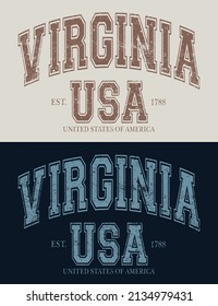 Típografía vintage universidad de varsity estado slogan print con efecto grunge para camiseta gráfica o sudadera - Vector