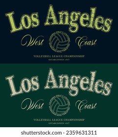 Vintage typography college varsity volleyball sport league championship slogan print with grunge effect for graphic tee t shirt or sweatshirt hoodie - Vector