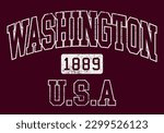 Vintage typography college varsity washington usa state slogan print with grunge effect for graphic tee t shirt or sweatshirt - Vector