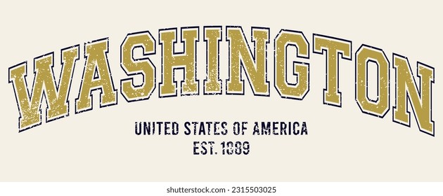 Vintage typography college varsity washington united states of america slogan print for graphic tee t shirt or sweatshirt - Vector