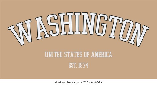 Vintage typography college varsity washington united states of america slogan print for graphic tee t shirt or sweatshirt - Vector