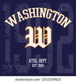 Antiguas typography college varsity Washington slogan print para camiseta gráfica o sudadera - Vector