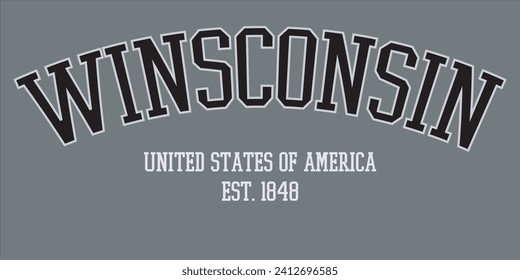 Vintage typography college varsity wisconsin united states of america slogan print for graphic tee t shirt or sweatshirt - Vector