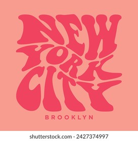 Vintage typography distorted new york city brooklyn slogan colorful print for graphic tee t shirt or sweatshirt poster sticker - Vector