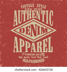Vintage typography emblem, grunge  t-shirt graphics,  artwork apparel stamp, tee print design, vector
