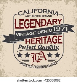 Vintage typography emblem, grunge  t-shirt graphics,  artwork apparel stamp, tee print design, vector