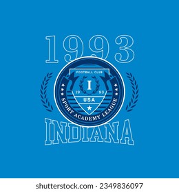 Vintage typography football varsity Indiana slogan print for graphic tee t-shirt or sweatshirt - Vector