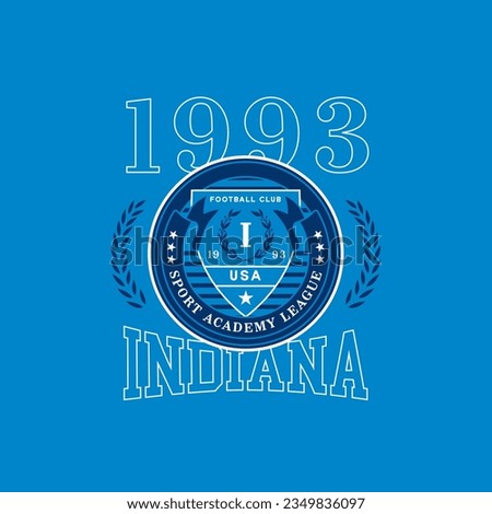 Vintage typography football varsity Indiana slogan print for graphic tee t-shirt or sweatshirt - Vector