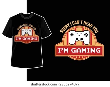 Vintage typography gaming t shirt template design with creative motivation quote and vector shape