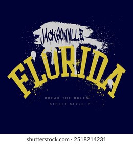 Vintage typography and graffiti college varsity Florida - Jacksonville slogan print for graphic tee t shirt or sweatshirt - Vector